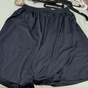 Casual Elastic Waist Navy Shorts
